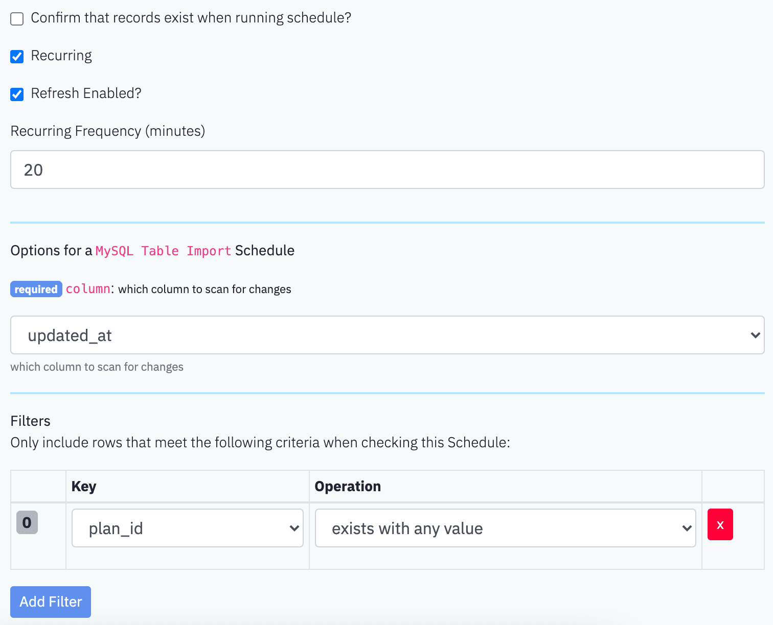 MySQL Import Table Schedule