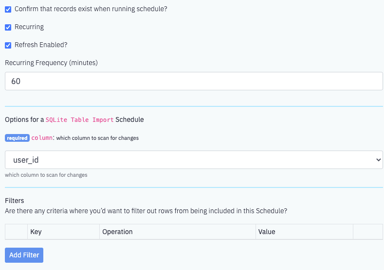 SQLite Import Table Schedule