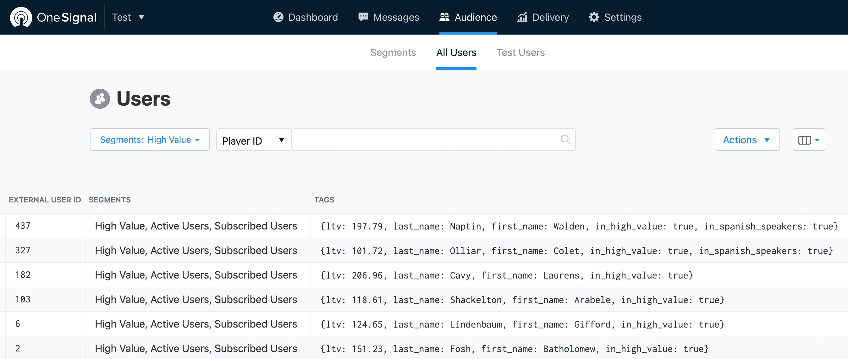 Segment in OneSignal